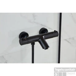 Opbouw Badkraan Boss & Wessing Nero Met Handdoucheset Mat Zwart -Hansgrohe Badkamerinterieur Winkel saniclear nero mat zwarte badkraan thermostatisch met handdouche set sk6703 4 1