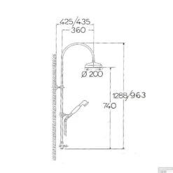 Regendouche Opbouwset Sapho Antea Retro Geborsteld RVS (excl. Douchekraan) -Hansgrohe Badkamerinterieur Winkel set038 regendouche opbouwset sapho antea retro rvs excl. douchekraan 2
