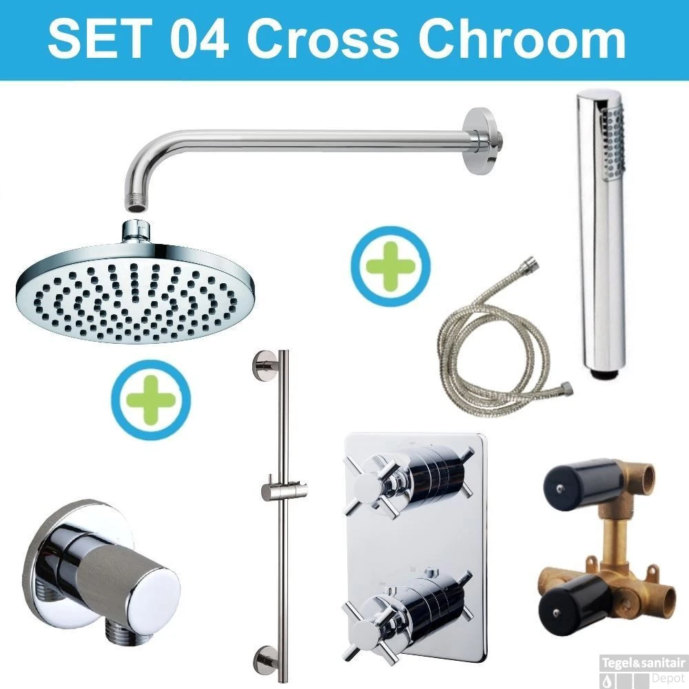 Wiesbaden Inbouw Regendouche Set 04 Cross Chroom 3 Wiesbaden Inbouw Regendouche Set 04 Cross Chroom