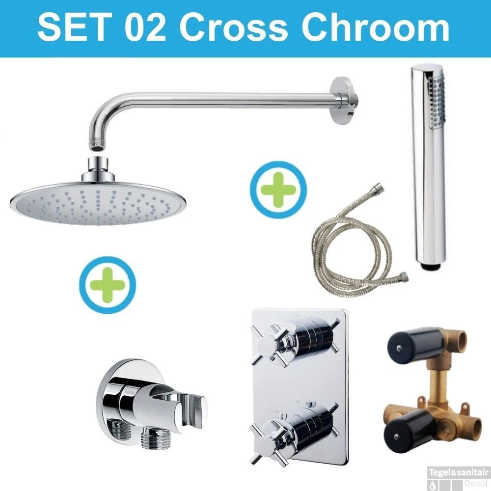 Wiesbaden Inbouw Regendouche Set 02 Cross Chroom 3 Wiesbaden Inbouw Regendouche Set 02 Cross Chroom