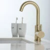 Wastafelkraan Boss & Wessing Gold Gebogen Uitloop Geborsteld Messing Mat Goud -Hansgrohe Badkamerinterieur Winkel stk24887 shop