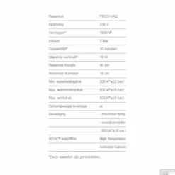 Quooker Fusion Round Mat Zwart Met PRO3 VAQ-E Boiler -Hansgrohe Badkamerinterieur Winkel technische specificaties pro3vaq 1 2 1