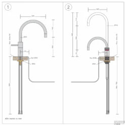 Quooker Cube Nordic Round Twintaps Chroom Met Combi+ Boiler 15 Quooker Cube Nordic Round Twintaps Chroom Met Combi+ Boiler -Hansgrohe Badkamerinterieur Winkel technische tekening nordic round 7 2 2