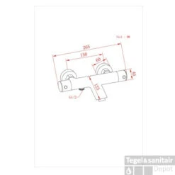 Opbouw Badkraan Boss & Wessing Nero Met Handdoucheset Mat Zwart -Hansgrohe Badkamerinterieur Winkel technische tekening saniclear thermostatische badkraan 10