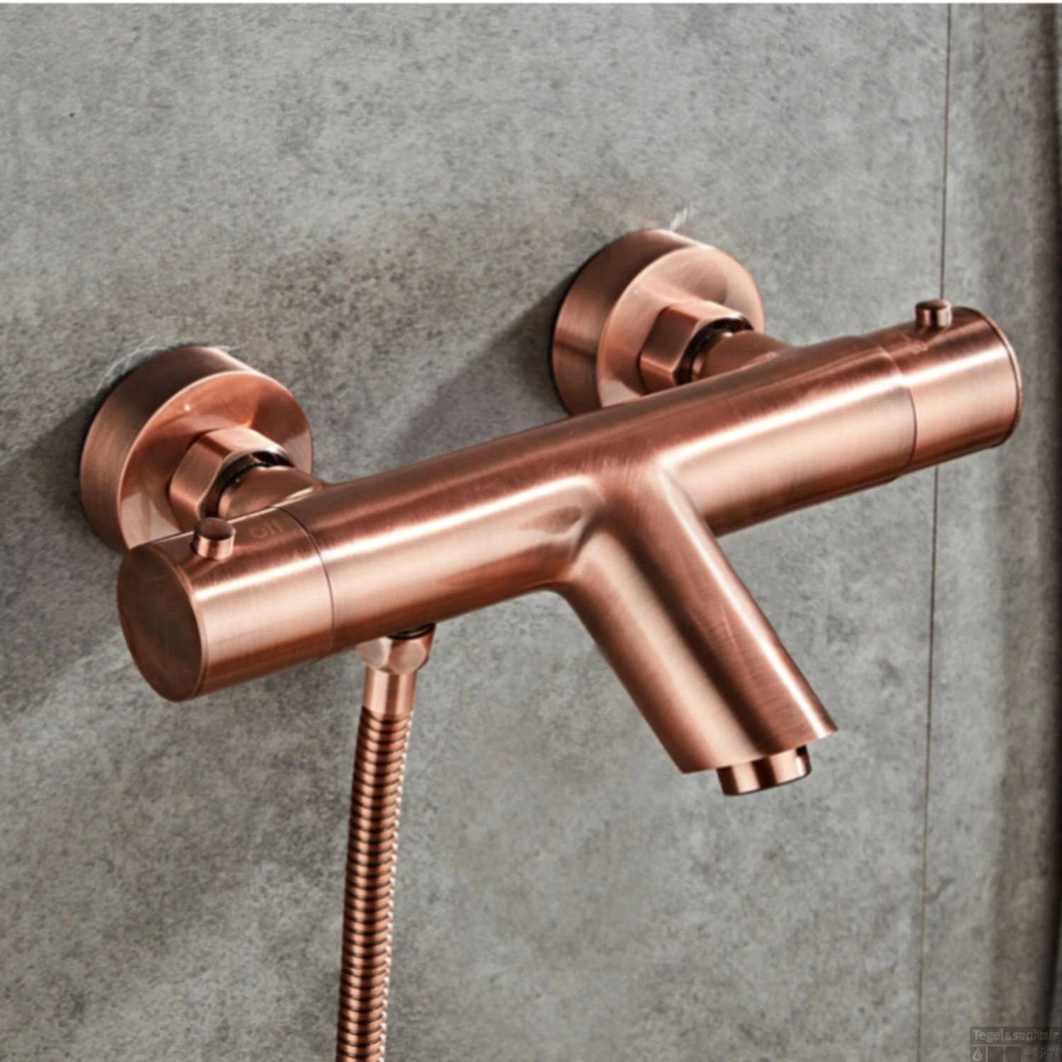 Thermostatische Badkraan BWS Koper Met Handdouche Geborsteld Koper - Afbeelding 3