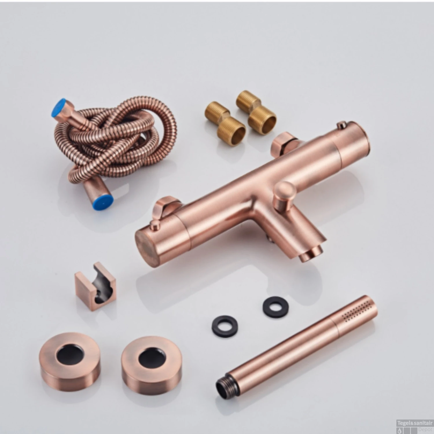 Thermostatische Badkraan BWS Koper Met Handdouche Geborsteld Koper - Afbeelding 5