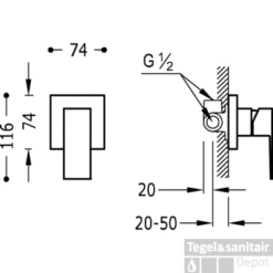 Cuadro Tres Eenhendel Inbouw Douchemengkraan 106177 -Hansgrohe Badkamerinterieur Winkel tres 106177 tech