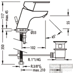 Wastafelkraan Tres B-tres 139102 Chroom