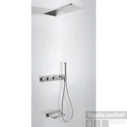 Tres Cuadro Inbouw Badthermostaat Combinatie Met Handdouche En Waterval Baduitloop Staal 20735305AC