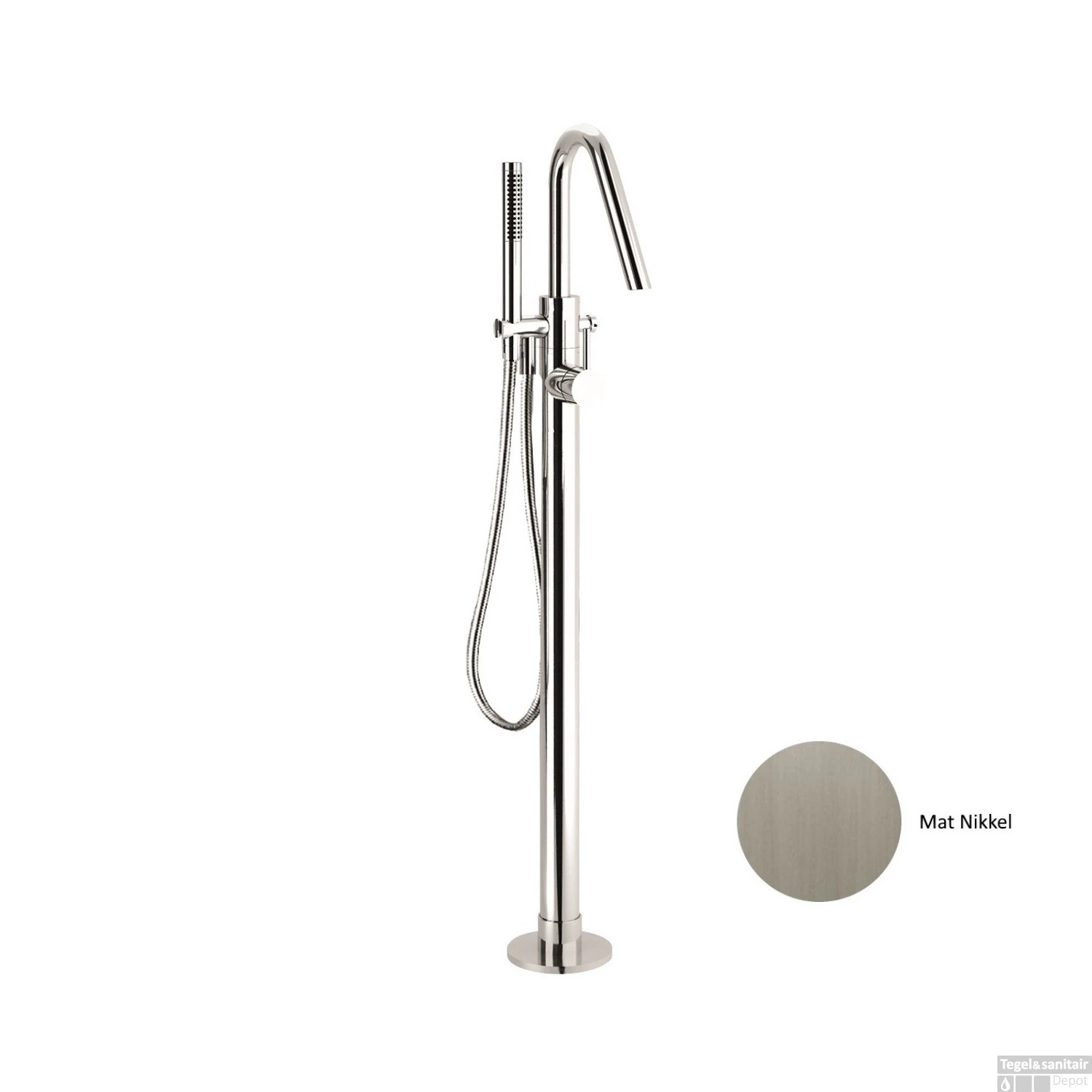 Vrijstaand Badmengkraan Sanimex Giulini Badset Incl. Handdouche Mat Nikkel