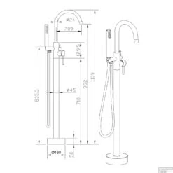 Vrijstaande Badkraan Boss & Wessing Colorato 1 Hendel 111 Cm Geborsteld Goud -Hansgrohe Badkamerinterieur Winkel vrijstaande badkraan boss wessing aloni 1 hendel 111 cm geborsteld goud tech
