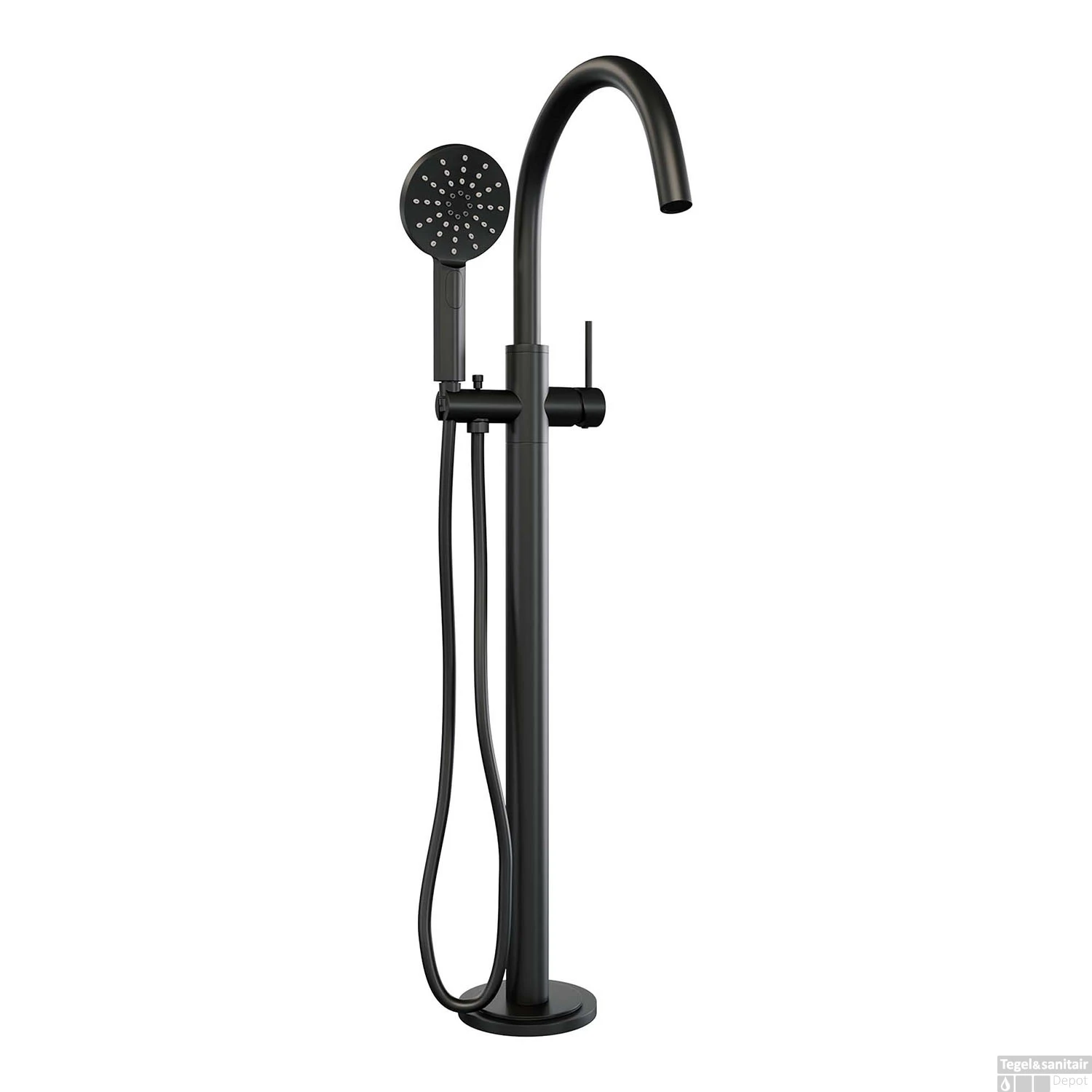 Vrijstaande Badkraan Brauer Black Met Handdouche Rond Mat Zwart