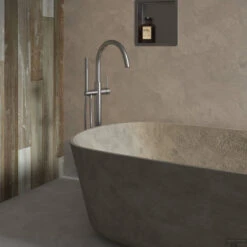 Vrijstaande Badkraan Brauer Brushed Met Handdouche Staafmodel Geborsteld RVS -Hansgrohe Badkamerinterieur Winkel vrijstaande badkraan brauer brushed met handdouche staafmodel geborsteld nikkel sfeer