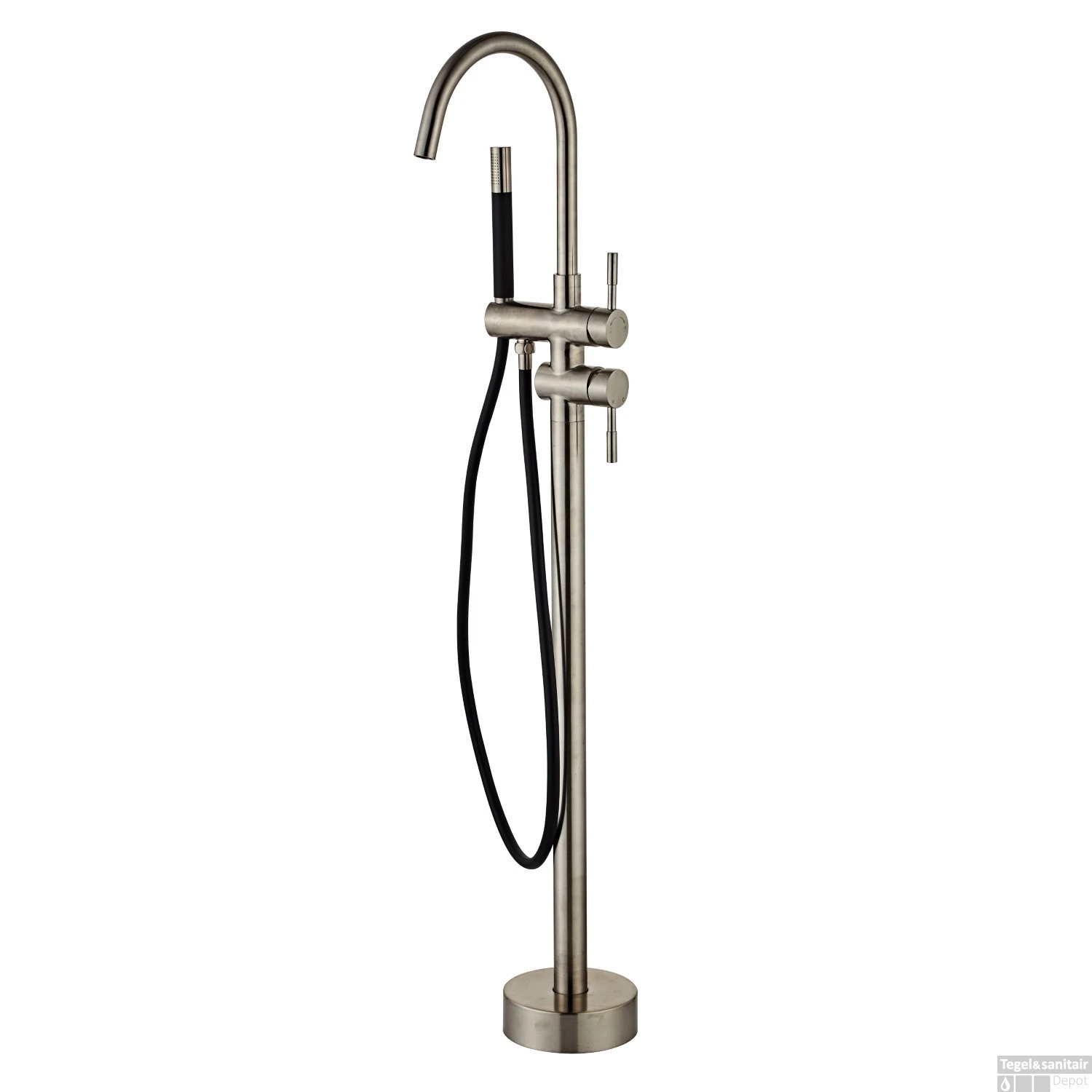 Vrijstaande Badkraan Boss & Wessing Exclusive Pro Met Mat Zwarte Handdoucheset RVS 3 Vrijstaande Badkraan Boss & Wessing Exclusive Pro Met Mat Zwarte Handdoucheset RVS