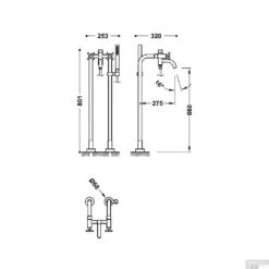 Vrijstaande Badmengkraan Tres Mont Blanc 2-Kruisgreep Met Staafhanddouche Mat Goud -Hansgrohe Badkamerinterieur Winkel vrijstaande badmengkraan tres mont blanc 2 kruisgreep met staafhanddouche mat goud tech