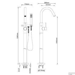 BWS Vrijstaande Badmengkraan Round Met Handdouche Geborsteld Staal -Hansgrohe Badkamerinterieur Winkel vrijstaande badmengkraan wiesbaden caral compleet met handdouche chroom tech 1 1