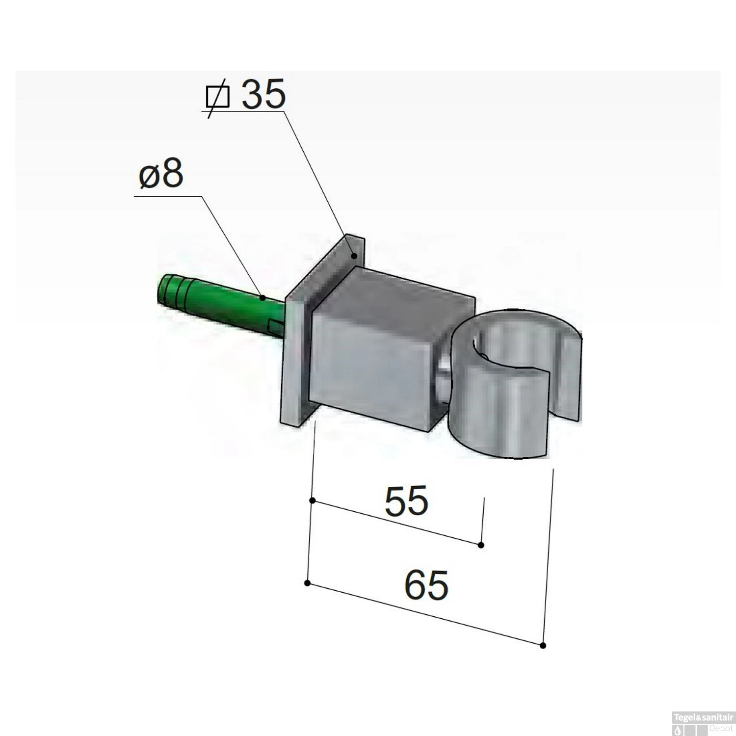 Wandsteun Hotbath Mate Vierkant Chroom 4 Wandsteun Hotbath Mate Vierkant Chroom - Afbeelding 2