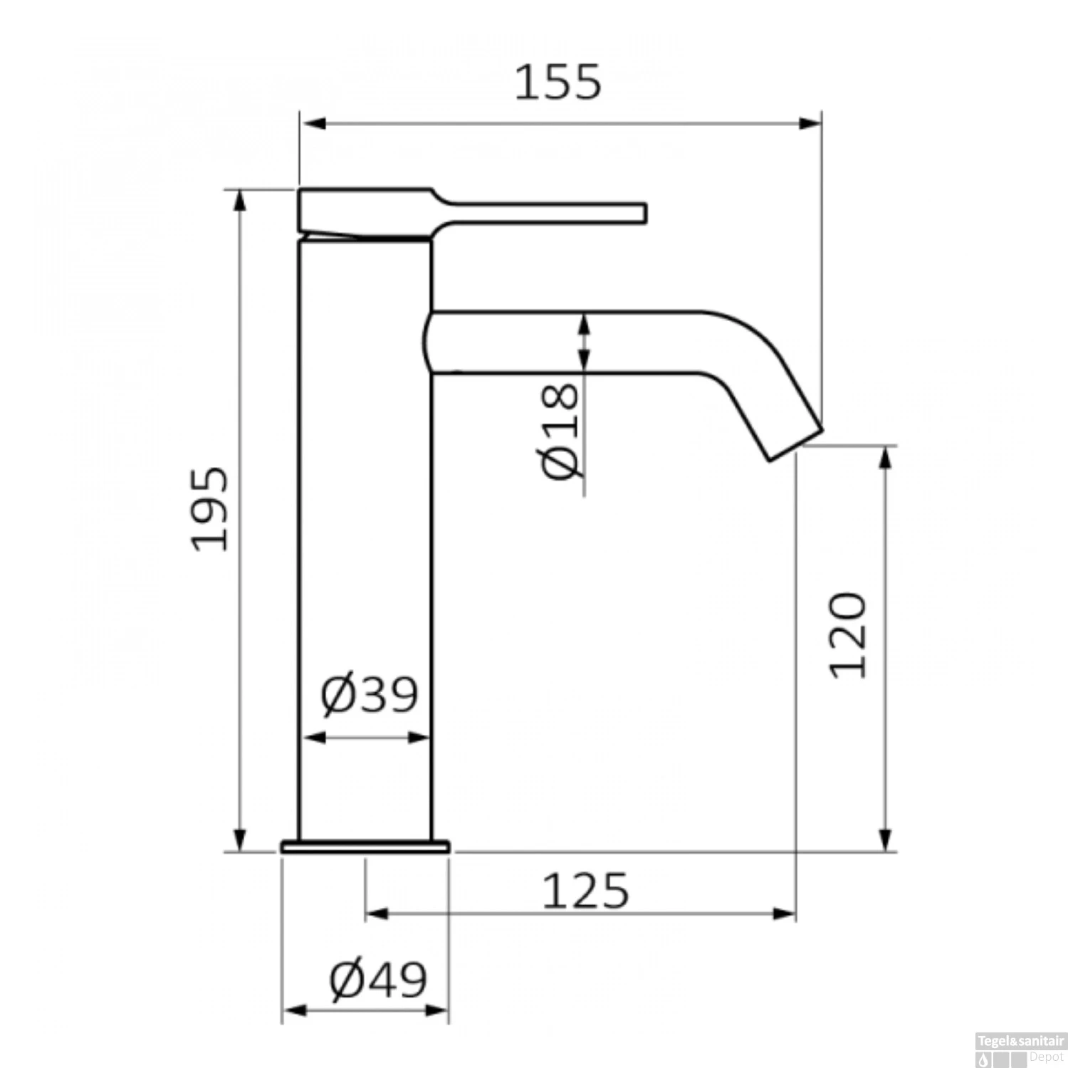 Wastafelkraan GRB Time Hoog Model Zonder Waste Chroom 4 Wastafelkraan GRB Time Hoog Model Zonder Waste Chroom - Afbeelding 2
