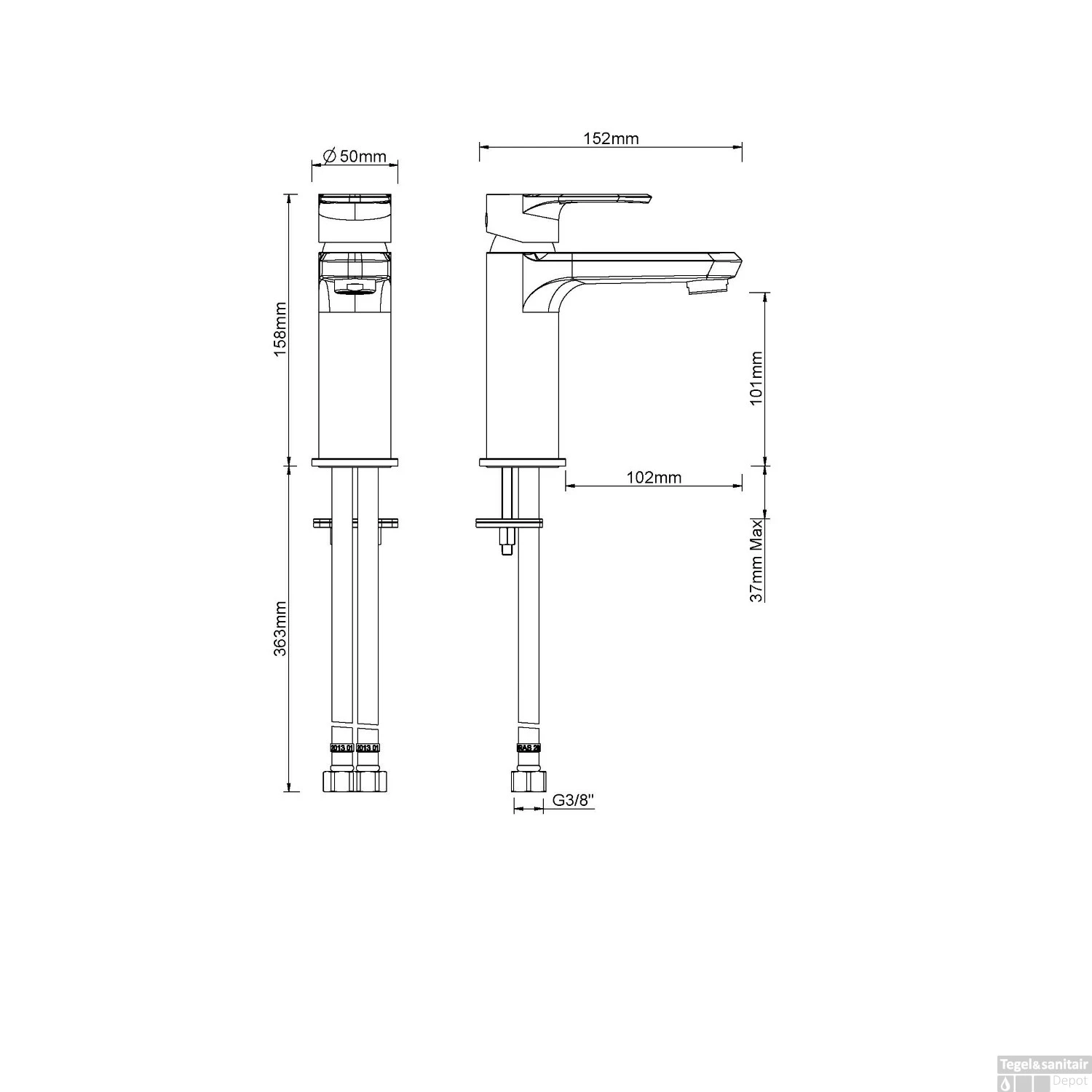 Wastafelkraan Mengkraan Wiesbaden Trop Chroom 4 Wastafelkraan Mengkraan Wiesbaden Trop Chroom - Afbeelding 2