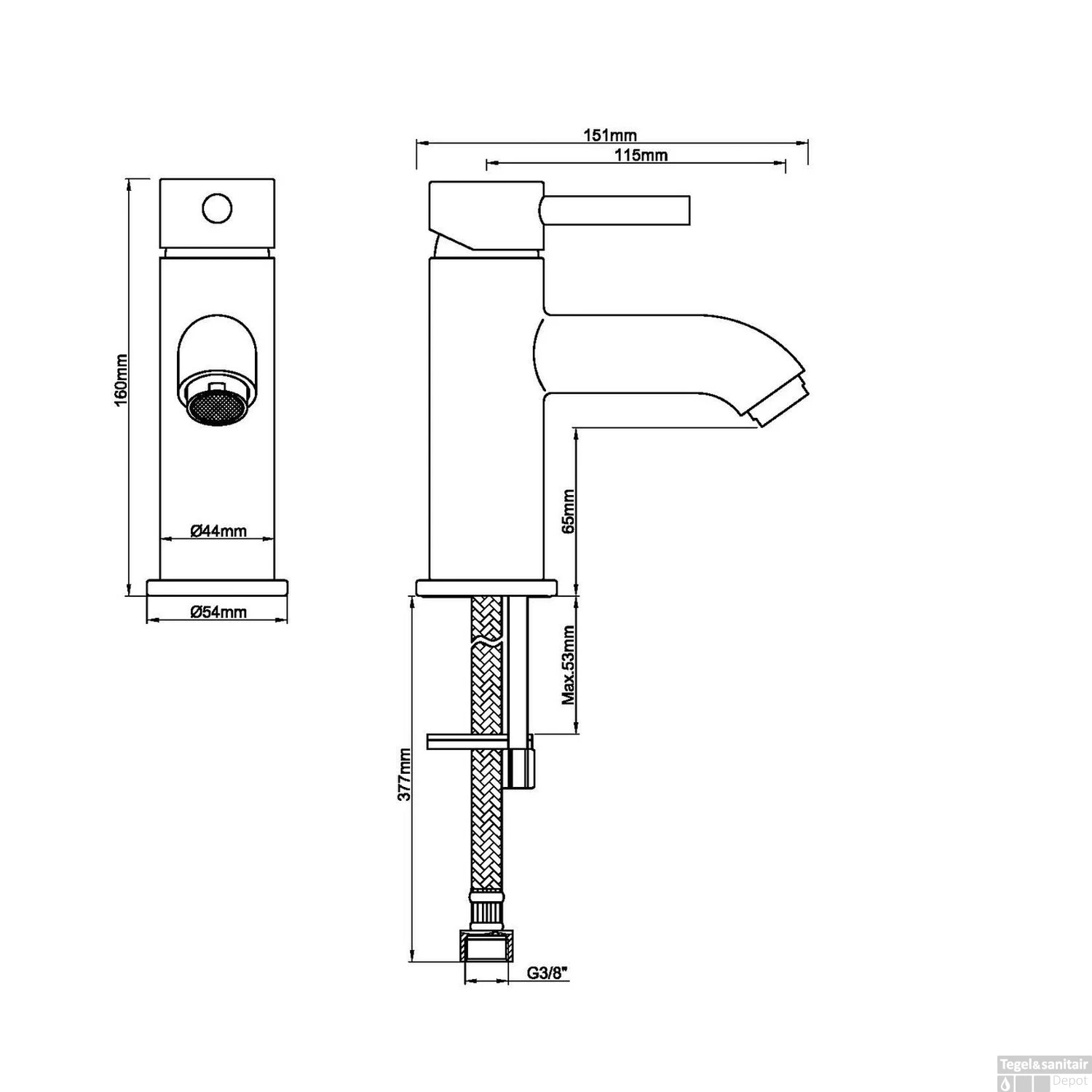 BWS Wastafelmengkraan Chepri Laag RVS Look 4 BWS Wastafelmengkraan Chepri Laag RVS Look - Afbeelding 2