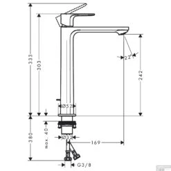 Wastafelmengkraan HansGrohe Rebris E Eengreeps 240 CoolStart Voor Waskommen Met Trekwaste Mat Zwart 7 Wastafelmengkraan HansGrohe Rebris E Eengreeps 240 CoolStart Voor Waskommen Met Trekwaste Mat Zwart -Hansgrohe Badkamerinterieur Winkel wastafelmengkraan hansgrohe rebris e eengreeps 240 coolstart voor waskommen met trekwaste tech 1