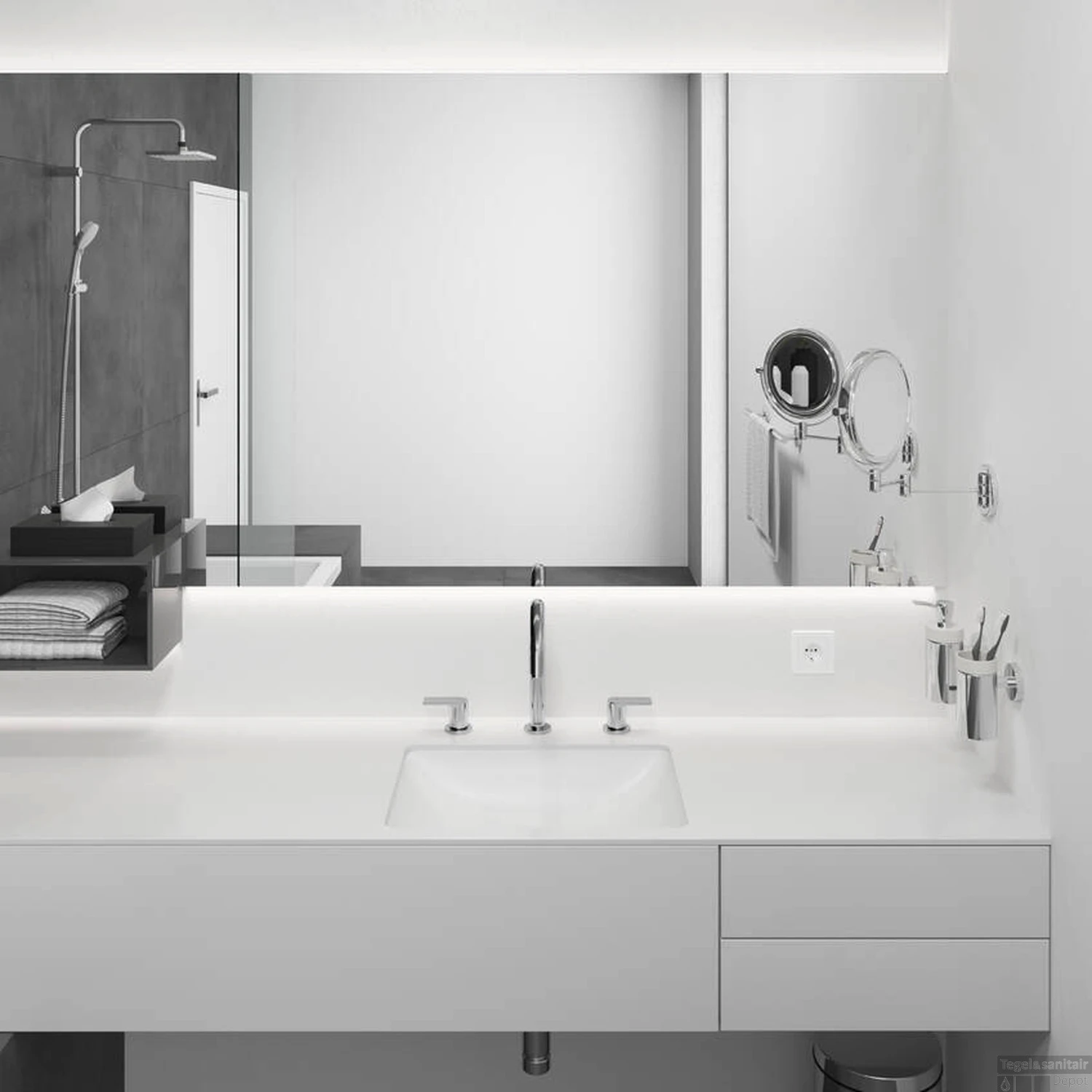 Wastafelmengkraan HansGrohe Vernis Shape 3-Gats Met Trekwaste Chroom 4 Wastafelmengkraan HansGrohe Vernis Shape 3-Gats Met Trekwaste Chroom - Afbeelding 2