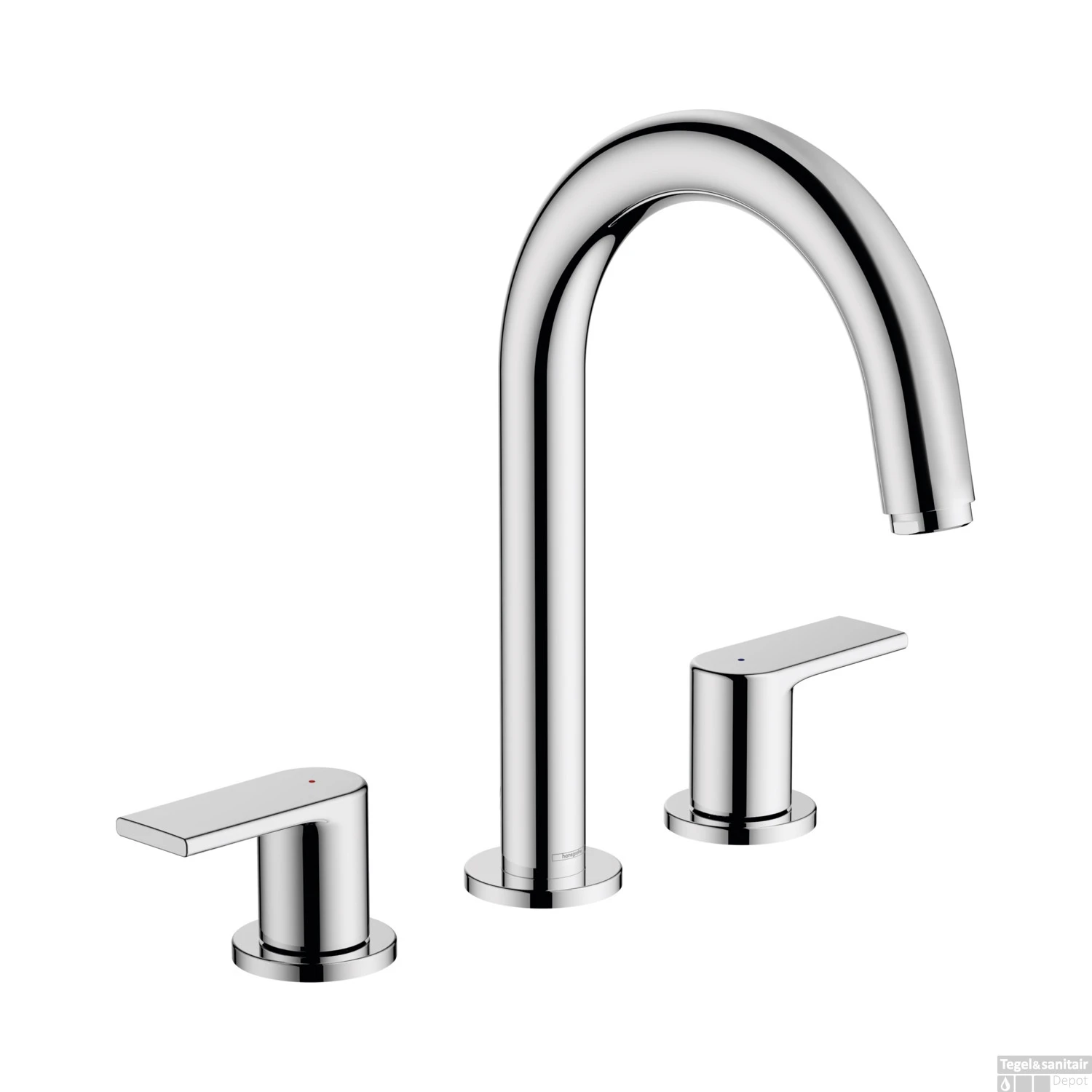 Wastafelmengkraan HansGrohe Vernis Shape 3-Gats Met Trekwaste Chroom 3 Wastafelmengkraan HansGrohe Vernis Shape 3-Gats Met Trekwaste Chroom