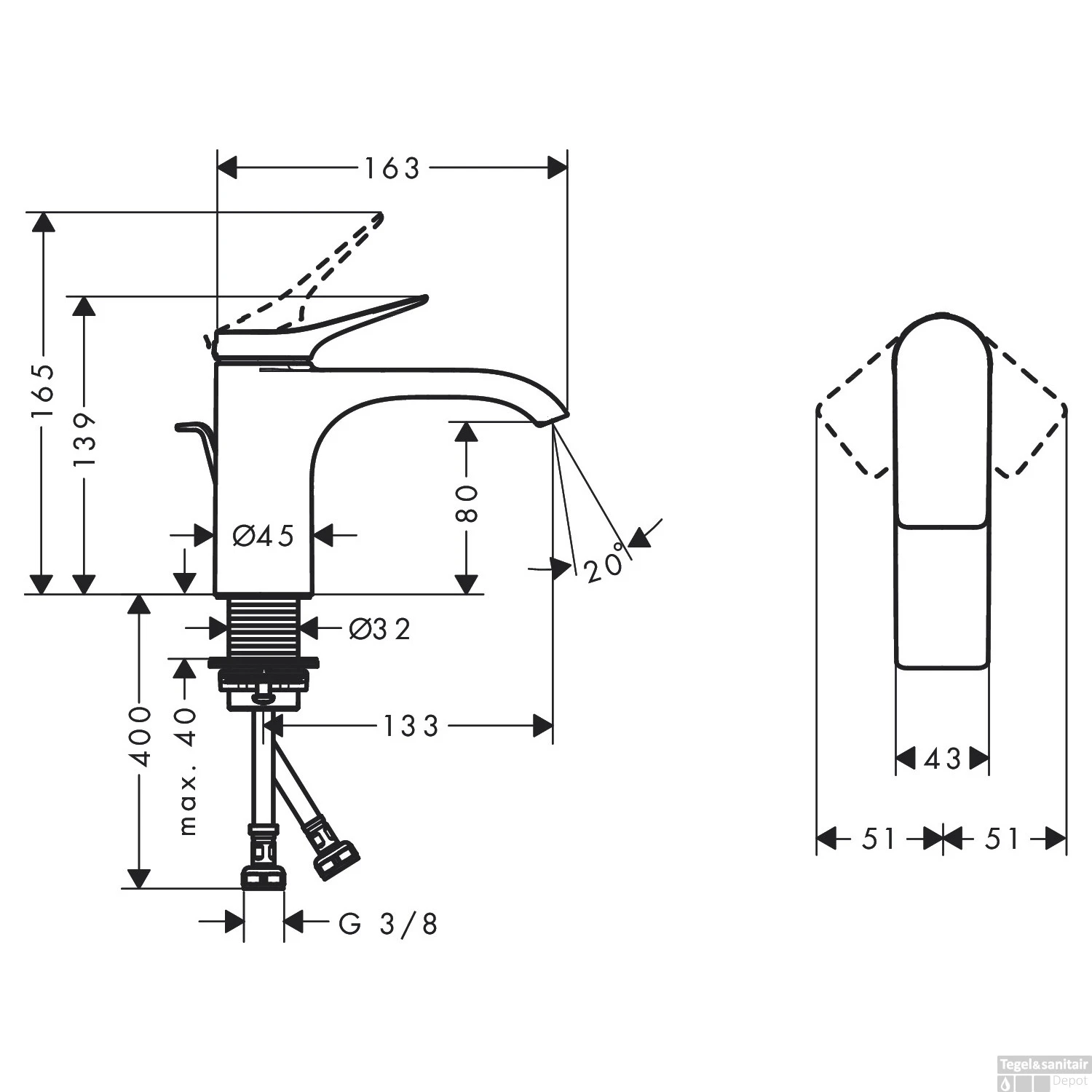 Wastafelmengkraan HansGrohe Vivenis Eengreeps 80 Met Trekwaste Mat Wit 4 Wastafelmengkraan HansGrohe Vivenis Eengreeps 80 Met Trekwaste Mat Wit - Afbeelding 2
