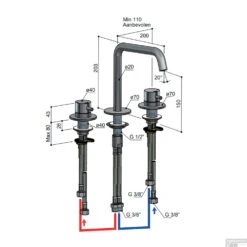 Wastafelmengkraan Hotbath Archie 3 Gats Zonder Waste Geborsteld Messing PVD -Hansgrohe Badkamerinterieur Winkel wastafelmengkraan hotbath archie 3 gats zonder waste tech