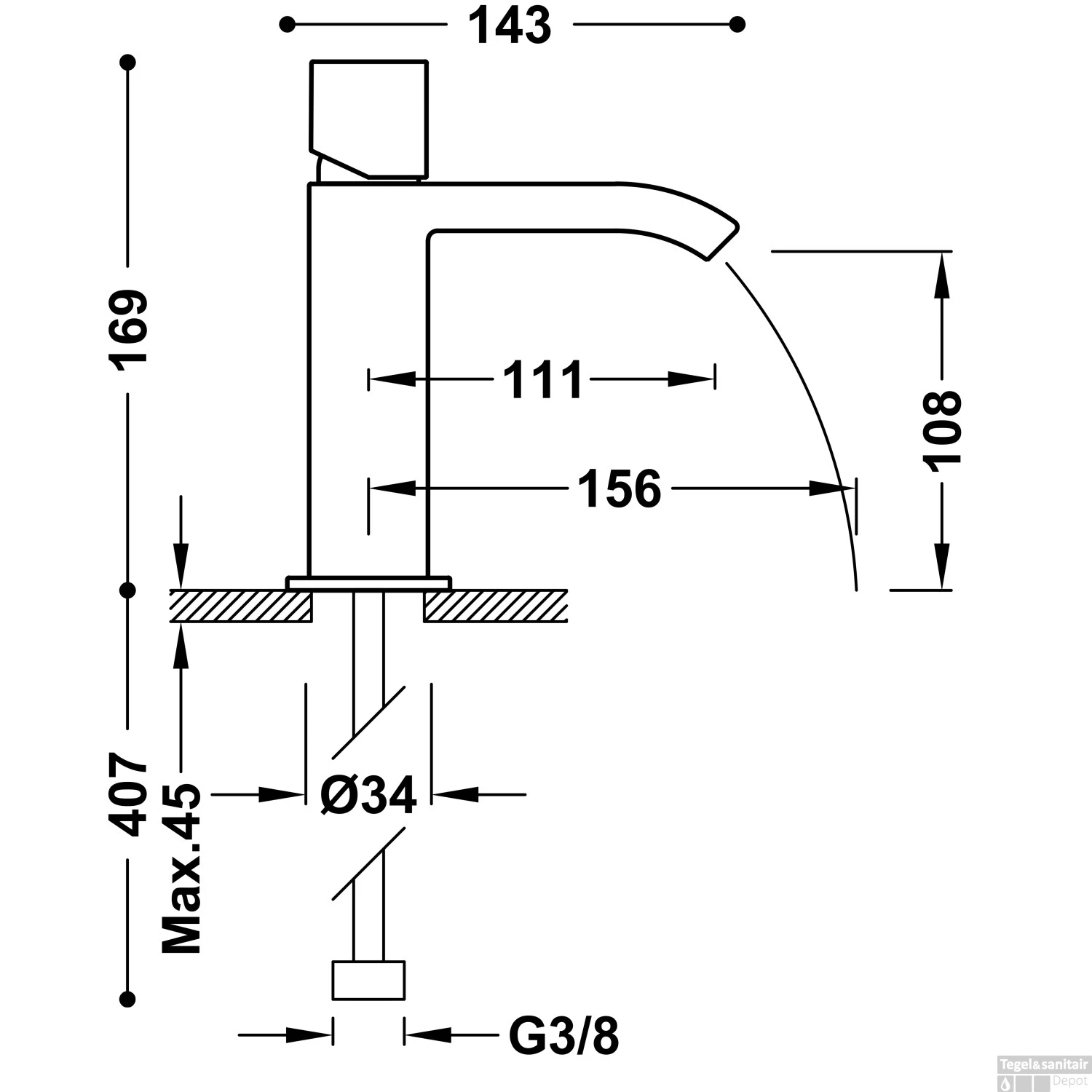 Wastafelmengkraan Tres Cuadro Exclusive Draaiknop Uitloop Gebogen 17 Cm Met Open Waterval Vierkant Chroom Wit 4 Wastafelmengkraan Tres Cuadro Exclusive Draaiknop Uitloop Gebogen 17 Cm Met Open Waterval Vierkant Chroom Wit - Afbeelding 2