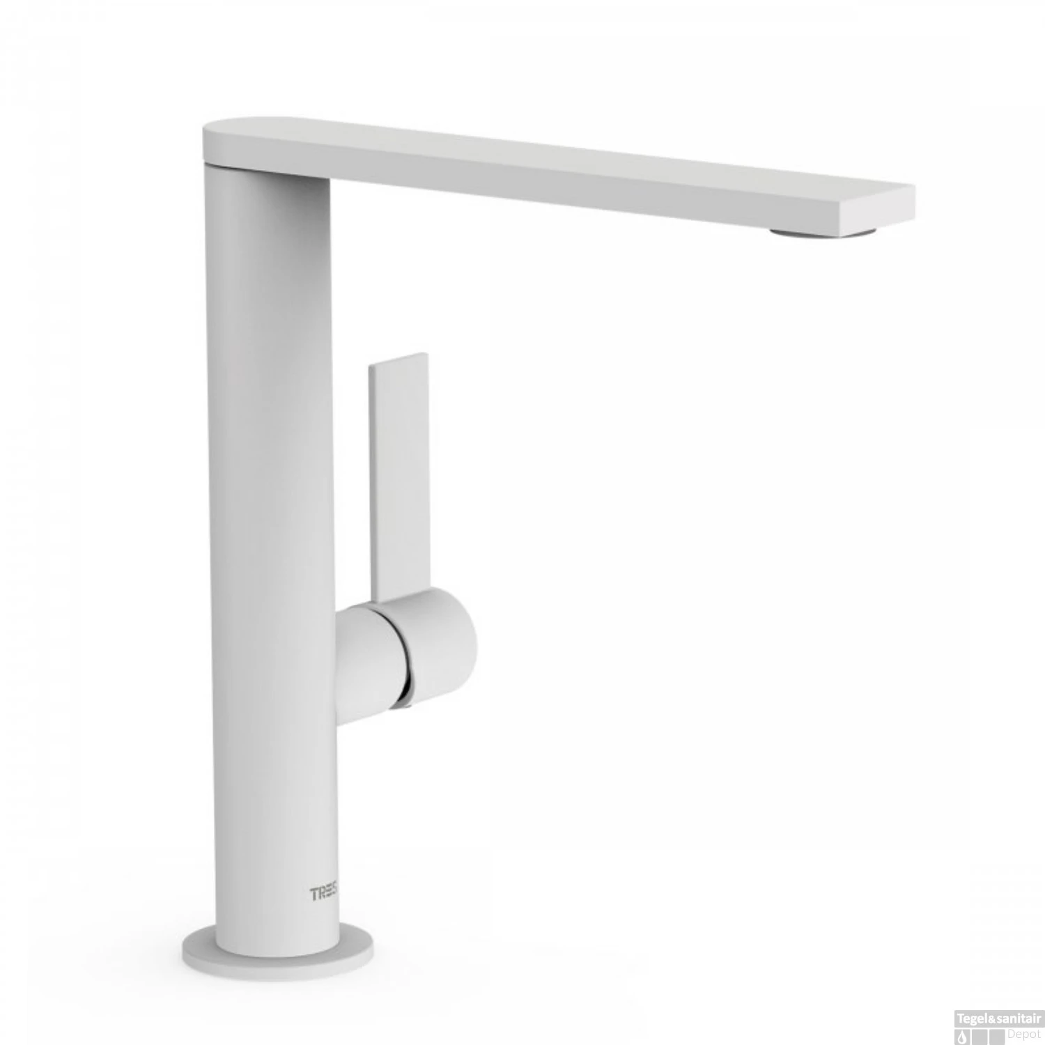 Wastafelmengkraan Tres Project 1-Hendel Uitloop Recht 21,8 Cm Rond Mat Wit