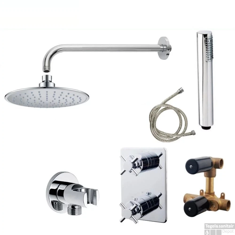 Wiesbaden Inbouw Regendouche Set 02 Cross Chroom 6 Wiesbaden Inbouw Regendouche Set 02 Cross Chroom - Afbeelding 4