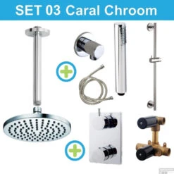 Wiesbaden Inbouw Regendouche Set 03 Caral Plafonduitloop Met Glijstang Chroom