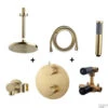 Wiesbaden Inbouw Regendouche Set Caral Rond Plafonduitloop Geborsteld Messing Goud PVD Coating -Hansgrohe Badkamerinterieur Winkel wiesbaden inbouw regendouche set caral plafonduitloop geborsteld messing goud 2
