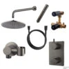 Wiesbaden Regendouche Caral | Rechthoek | Muuruitloop | Gunmetal PVD Coating | Inbouw | Incl.Inbouwdelen -Hansgrohe Badkamerinterieur Winkel wiesbaden inbouw regendouche set caral rechthoek muuruitloop gunmetal shop